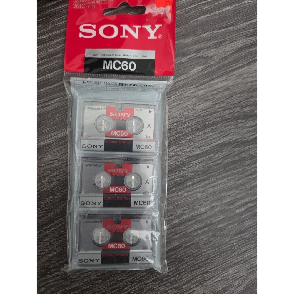Sony Pack of 3 MC-60 Microcassette Micro Cassette Tapes Lifelike Voice 60 Minute